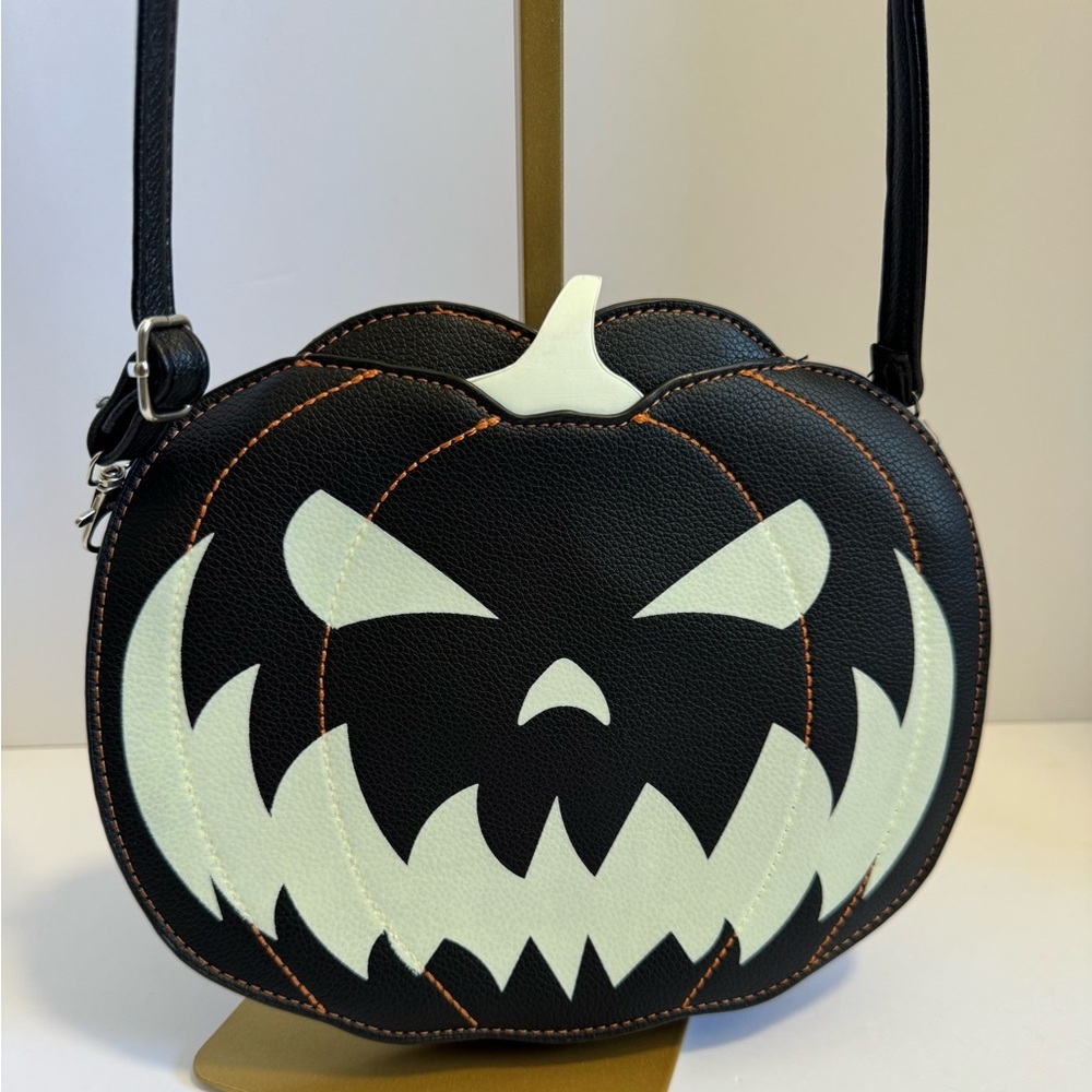 Sleepyville Critters Glow in the Dark Jack O'Lantern Pumpkin Crossbody Bag